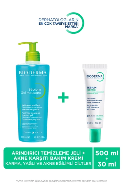 BİODERMA Sebium Kerato Karşıtı Bakım Kremi 30ml & Yüz Vücut Temizleme Jeli 500ml ürün görseli 1