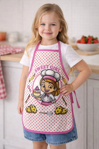 3-5 Yaş Çocuk Mutfak Önlüğü 35x50 cm - Su Geçirmez, Leke Tutmaz, Pamuk Polyester Karışımlı ürün görseli 1