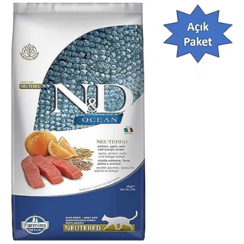 N&D Ocean Düşük Tahıllı Kısırlaştırılmış Somonlu ve Portakallı 2 kg Yetişkin Kedi Maması - Açık Paket ürün görseli 1