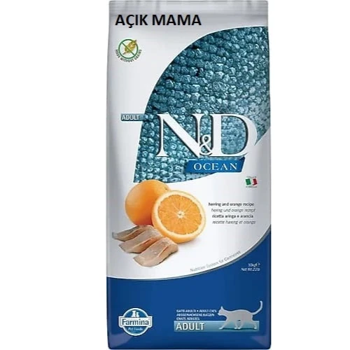 N&D Ocean Tahılsız Ringa Balıklı ve Portakallı 3 kg Yetişkin Kedi Maması - Açık Paket ürün görseli 1