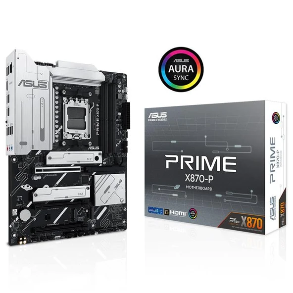 Asus PRIME X870-P AM5 DDR5 8000(OC) 2xUSB4 4xM2 HDMI 2,5G Lan RGB ATX (192GB) ürün görseli 1