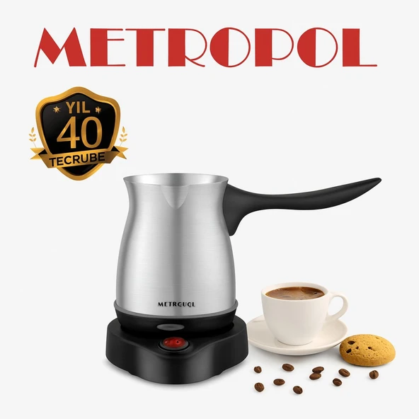 METROPOL MP-4001 Elektrikli Türk Kahve Makinesi – 4 Fincan Kapasite, Paslanmaz Çelik, 40 Yıl Tecrübe ürün görseli 1