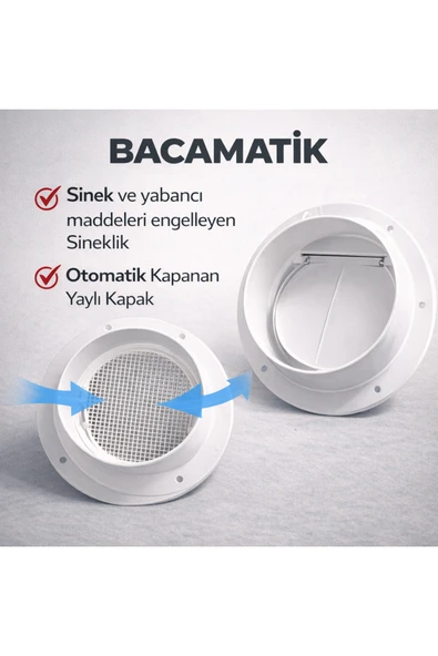 Plastik Bacamatik Davlumbaz Aspiratör Baca Klapesi ürün görseli 1
