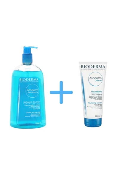 BİODERMA Bıoderma Atoderm Shower Gel 1lt + Bıoderma Atoderm Cream 200 ml ürün görseli 1