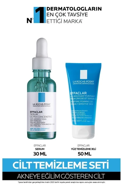 LA ROCHE POSAY Effaclar Leke Karşıtı Cilt Bakım Seti:  Peeling Etkili Leke Karşıtı Serum & Yüz Temizleme Jeli ürün görseli 1