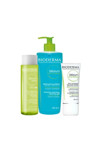 BİODERMA Akne Bakım Seti Pore Refiner Krem Sebium Losyon Sebium Temizleme ürün görseli 1