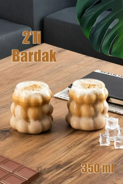 2'li Isıya Dayanıklı Borosilikat Boncuk Şekilli Bardak | Kahve Ve Sunum Bardağı ürün görseli 1