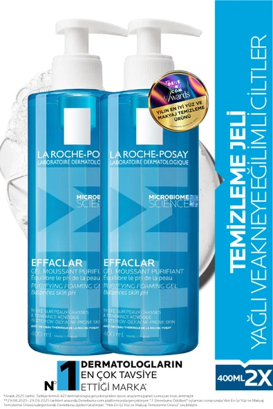 LA ROCHE POSAY Effaclar Yağlı ve Akneye Eğilimli Ciltler için Yüz Temizleme Jeli 400mlx2 ürün görseli 1