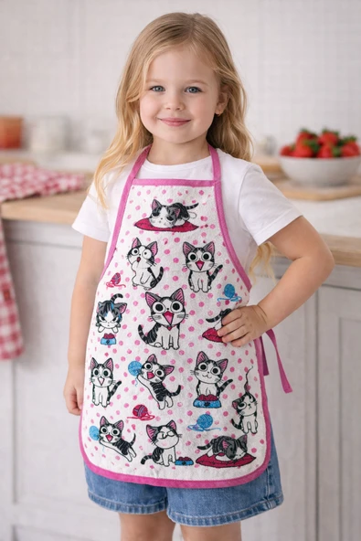 3-5 Yaş Çocuk Mutfak Önlüğü 35x50 cm - Su Geçirmez, Leke Tutmaz, Pamuk Polyester Karışımlı ürün görseli 1