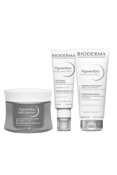 BİODERMA Pigmentbio Leke Serisi Gece Kremi Gündüz Kremi Temizleme Jeli Orijinal Boy Set ürün görseli 1