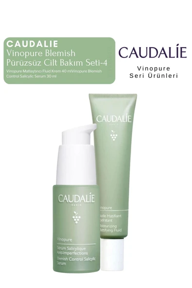CAUDALİE Vinopure Blemish Pürüzsüz Cilt Bakım Seti -4 | Serum -Krem Orijinal Boy ürün görseli 1