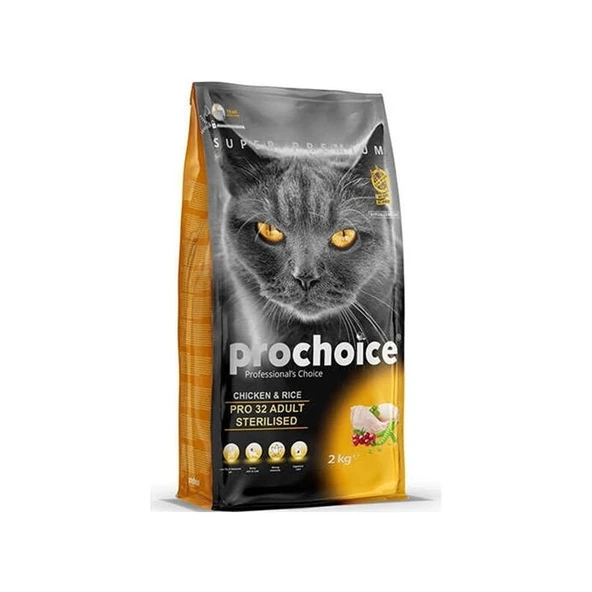 Pro Choice Pro32 Tavuklu Pirinçli Kısırlaştırılmış Kedi Maması 2 Kg ürün görseli 1