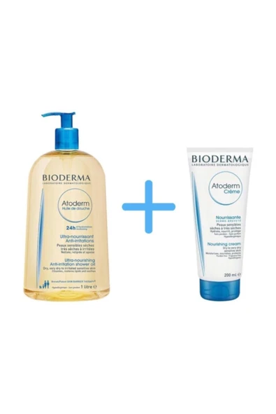 BİODERMA Atoderm Shower Oıl 1 Lt + Bıoderma Atoderm Cream 200 ml ürün görseli 1