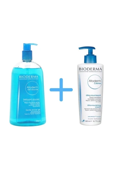 BİODERMA Atoderm Shower Gel 1lt + Bıoderma Atoderm Cream 500ml ürün görseli 1