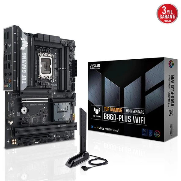 Asus TUF Gaming B860-PLUS Wi-Fi  DDR5 1851P DP HDMI 3xM2 RGB BT WiFi 7 ATX ürün görseli 1