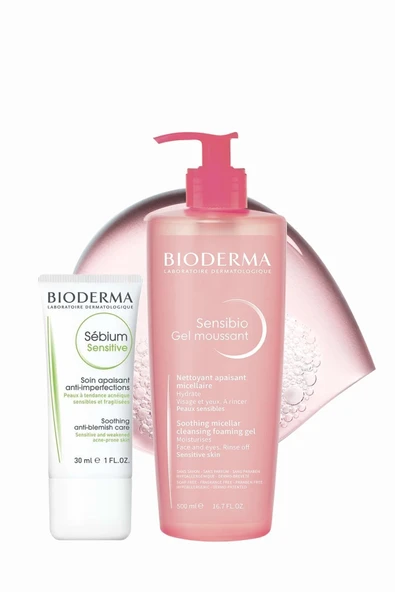 BİODERMA Sensibio Foaming Jel 500ml + Sebium Sensitive Krem 30ml ürün görseli 1