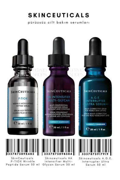 SKİNCEUTİCALS Prüzsüz Cilt Bakım Seti -4 | P-tiox 30 ML - HA ulti-Glycan 30 ML - Interrupter Ultra 30 ML Serum |DS ürün görseli 1