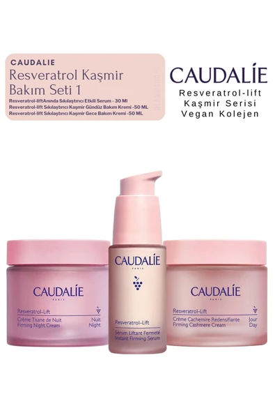 CAUDALİE Resveratrol Kaşmir Bakım Seti 1 | Gece Krem - Gündüz Kremi - Serum Orijinal BOY SET ürün görseli 1