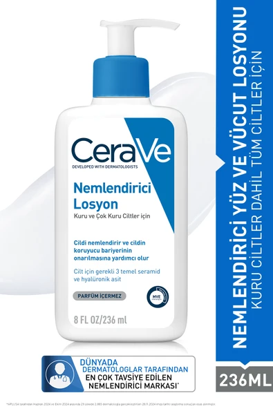 CERAVE Seramid ve Hyalüronik Asit içeren Nemlendirici Yüz ve Vücut Losyonu 236 ml ürün görseli 1