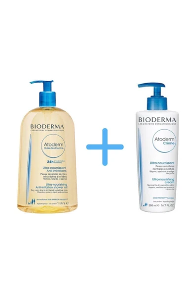 BİODERMA Bıoderma Atoderm Shower Oıl 1 Lt + Bıoderma Atoderm Cream 500ml ürün görseli 1