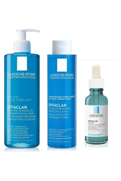 LA ROCHE POSAY Effaclar Leke Karşıtı Peeling Etkili Serum 40 ml  Temizleme Jeli 400 ml ve Tonik 200 ml ürün görseli 1