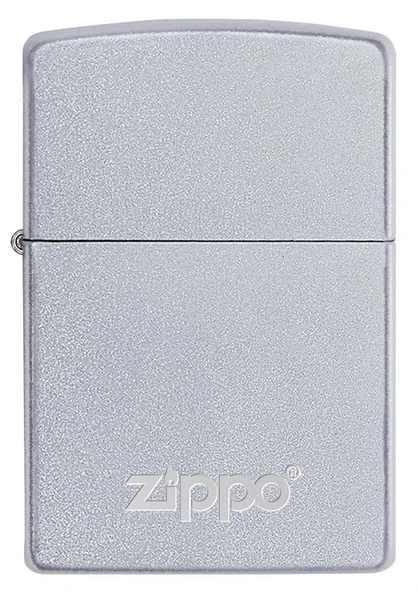 Zippo Classic Satin Chrome Logo Dizayn Çakmak ürün görseli 1
