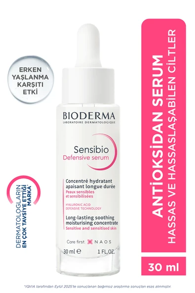 BİODERMA Sensibio Defensive Hassas Cilt Yaşlanma Karşıtı Hyaluronik Asit Nemlendirici Antioksidan Serum 30ml ürün görseli 1
