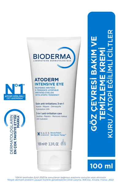 BİODERMA Atoderm Intensive Eye Kuru, Atopi Eğilimli Cilt Hyalüronik Asit İçeren Nemlendirici Göz Kremi 100ml ürün görseli 1
