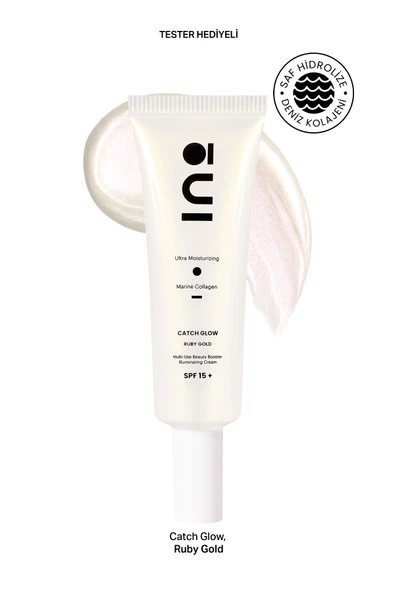 INO COSMETİC Ruby Gold Işıltılı Nemlendirici Makyaj Bazı ve Yüz Kremi - 50ml SPF15 (Saf Kolajen) ürün görseli 1