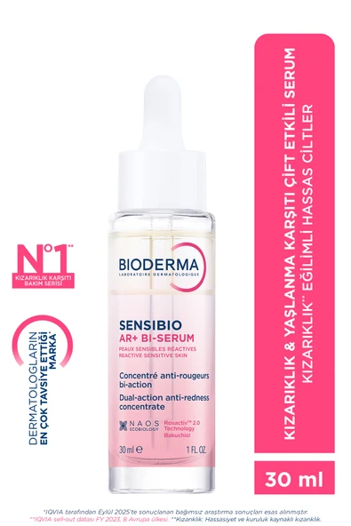 BİODERMA Sensibio AR+ Hassas Ciltler Kızarıklık ve Yaşlanma Karşıtı Bakuchiollu BI Serum 30 ML ürün görseli 1