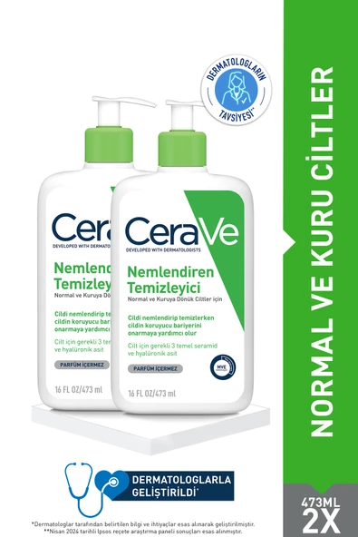 CERAVE Nemlendiren Temizleyici Kuru Ciltler İçin 473 ml X2 ürün görseli 1