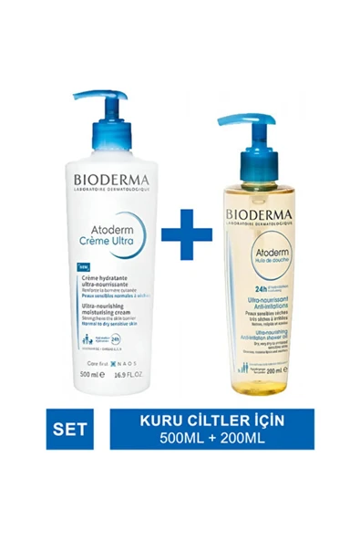BİODERMA - Atoderm Cream Ultra 500 ml Atoderm Shower Oil 200 ml ürün görseli 1