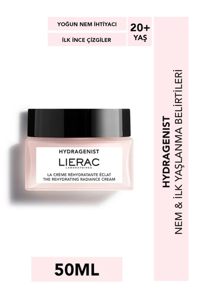LİERAC Hydragenist Rehydrating Cream Nemlendirici, Işıltı Veren,  Cilt Tazeleyen Yüz Kremi 50 ml +20 Yaş ürün görseli 1