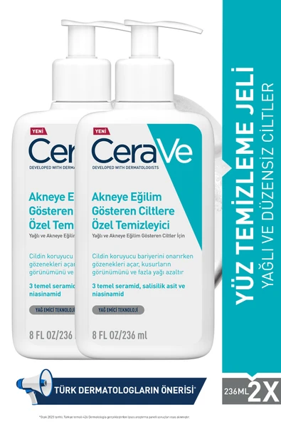 CERAVE Yağlı Ve Düzensiz Cilter İçin Yüz Temizleme Jeli 236 ml X 2 Adet ürün görseli 1
