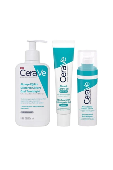 CERAVE Yağlı Ve Düzensiz Ciltler Için Yüz Temizleme Jeli 236 Ml + Yenileyici Retinol Serum 30 ürün görseli 1