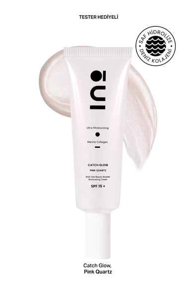 INO COSMETİC Pink Quartz Işıltılı Nemlendirici Makyaj Bazı ve Yüz Kremi - 50ml SPF15 (Saf Kolajen) ürün görseli 1