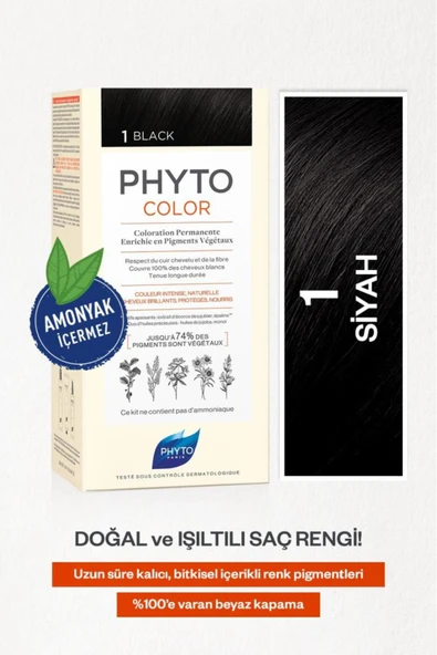 PHYTO Phytocolor Bitkisel Saç Boyası ''1 Siyah'' - Resim 3
