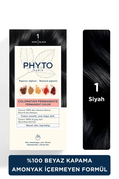 PHYTO Phytocolor 1 Siyah Amonyaksız Kalıcı Bitkisel Saç Boyası ürün görseli 1