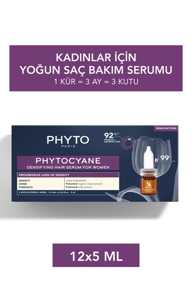PHYTO Cyane %99 Doğal Içerikli Kadın Kronik Saç Dökülmesine Karşı Yoğun Bakım Serumu 12 Ampülx5 ml ürün görseli 1