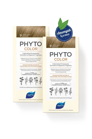 PHYTO Phytocolor 9 Açık Sarı Amonyaksız Kalıcı Bitkisel Saç Boyası İkili Avantaj Set ürün görseli 1