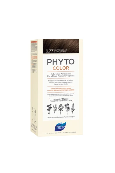 PHYTO Bitkisel Saç Boyası 6.77 Cappuccino Kahve  Beyaz Kapatıcı Etkili ürün görseli 1