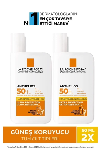 LA ROCHE POSAY Anthelios Uvmune Fluid SPF+50 Tüm Ciltler İçin Yüksek Korumalı Yüz Güneş Kremi 2 Adet ürün görseli 1