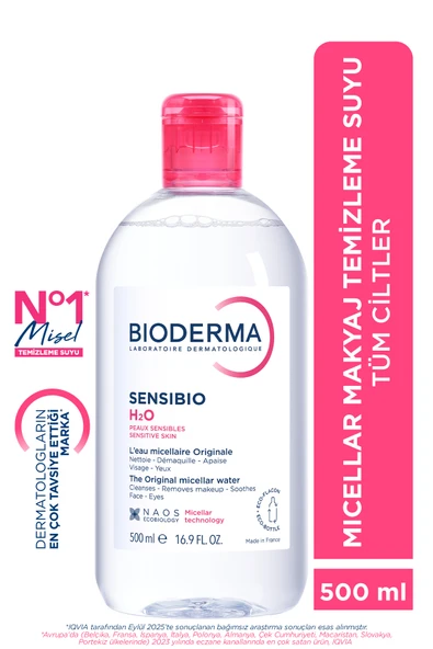 BİODERMA Sensibio H2O Hassas ve Normal Ciltler için Micellar Arındırıcı Makyaj Temizleme Suyu 500 ML ürün görseli 1