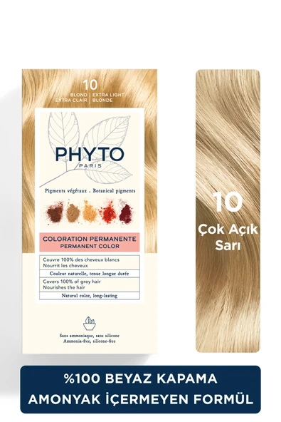 PHYTO Color Bitkisel Amonyaksız Kalıcı Doğal Içerikli Bitkisel Saç Boyası 10 Çok Açık Sarı ürün görseli 1