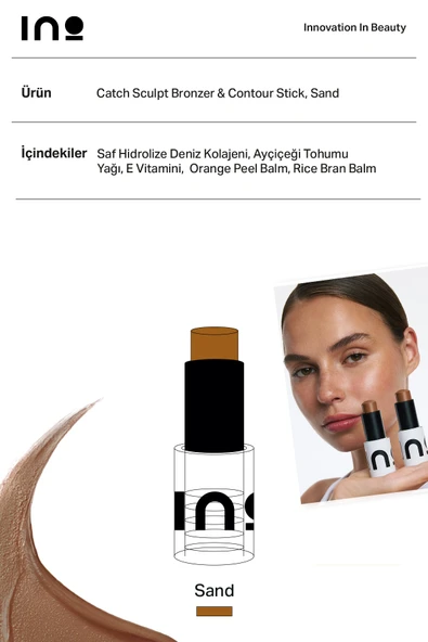 İNOBEAUTY Catch Sculpt Sand Bronzer Stick - 9,5Gr - Resim 2