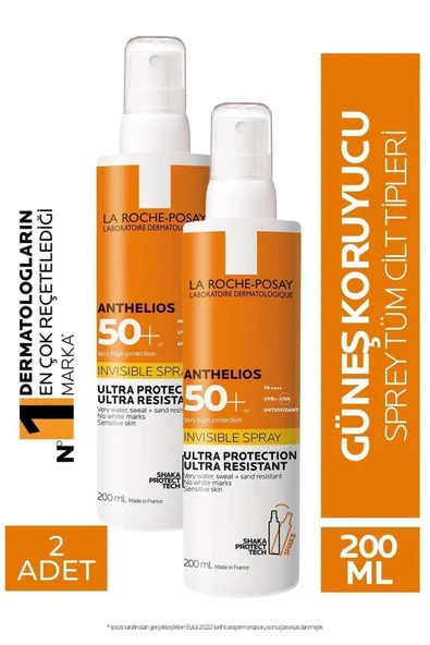 LA ROCHE POSAY Anthelios SPF50+ Invisible Yüksek Korumalı Vücut Güneş Kremi Spray 200ml 2 Adet ürün görseli 1