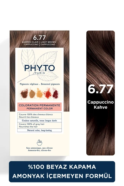 PHYTO Color Amonyaksız Kalıcı Doğal Içerikli Bitkisel Saç Boyası 6.77 Kapüçino Kahve ürün görseli 1