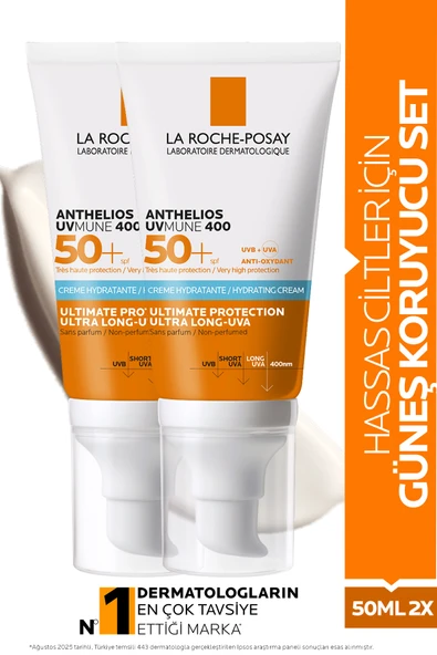 LA ROCHE POSAY Anthelios Uvmune Hassas Ciltler Için Yüksek Korumalı Yüz Güneş Kremi Set 50 ml SPF50+ X2 ürün görseli 1