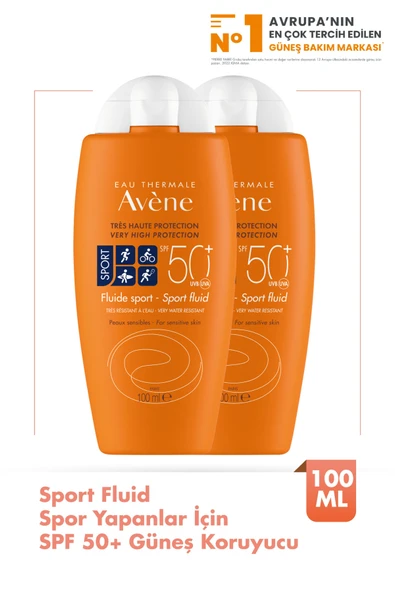 AVENE Sport Fluid SPF 50+ Spor Yapanlar İçin Suya Dayanıklı Yüksek Korumalı Güneş Kremi 100 ml 2 Adet ürün görseli 1
