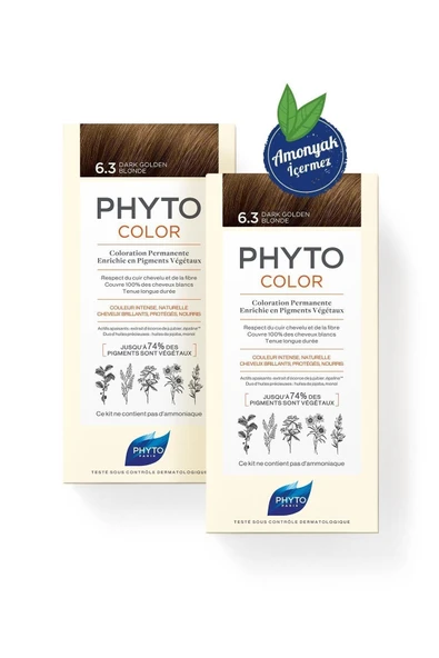 PHYTO Phytocolor 6.3 Koyu Kumral Dore Amonyaksız Kalıcı Bitkisel Saç Boyası İkili Avantaj Set ürün görseli 1